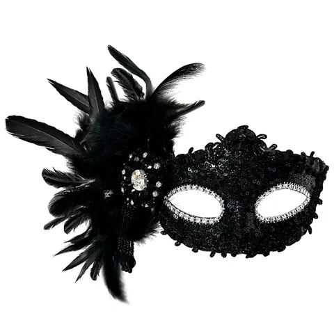 Sexy Máscara de Mascarada de Plumas de Halloween para Mujer Lujo Lentejuelas Diamantes de Imitación Máscara de Ojos Carnaval Fiesta Disfraces Reina Máscara
