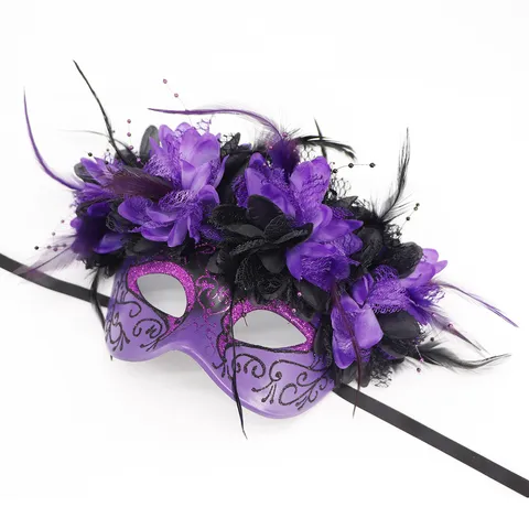 Máscara de Plumas de Mascarada para Mujer Carnaval Fiesta Halloween Pascua Actuación Disfraz Encaje Flor Antifaz Cosplay Accesorios