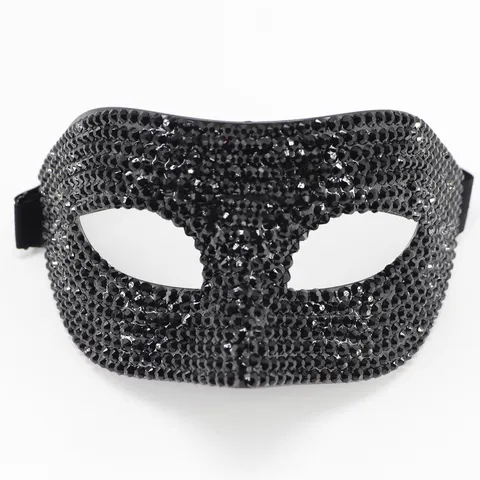 Máscara de Mascarada de Strass de Lujo a Media Cara Misteriosa Máscara de Ojos Brillante Incrustada para Halloween Navidad Carnaval Fiesta Máscara