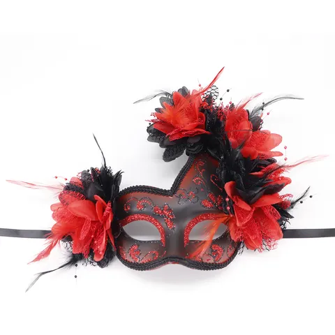 Máscara De Mascarada Del Día De Los Muertos Mexicanos Para Mujer Máscara De Flor De Pluma De Halloween Cosplay Fiesta Carnaval Máscara De Actuación Decoración