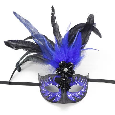 Maschera in Maschera con Piume di Halloween per Donna Sexy Party Queen Eye Mask Carnevale Costume Polka Dot Swan Mask