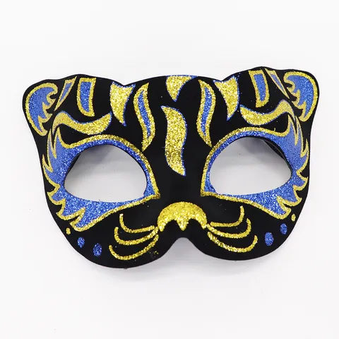 Painted Cat Mask Masquerade Halloween Carnival Party EVA Glitter Glittery Face Mask For Festival Dance Party Costume Props