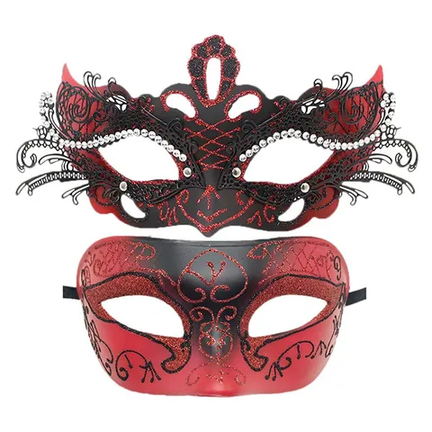 Couple Masquerade Masks Metal Iron Butterfly Roman Style Rhinestone Glitter Masks For Halloween Carnival Easter Party Decor