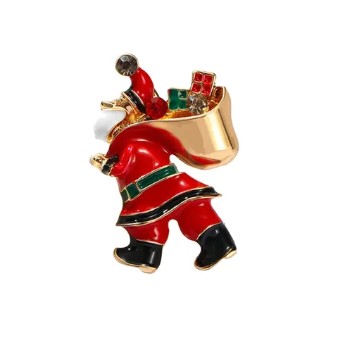 Jolie Broche de Noël en Alliage Strass Émail Père Noël Sapin Botte Épinglette de Revers Badges de Fête Festive Accessoires pour Femmes Hommes