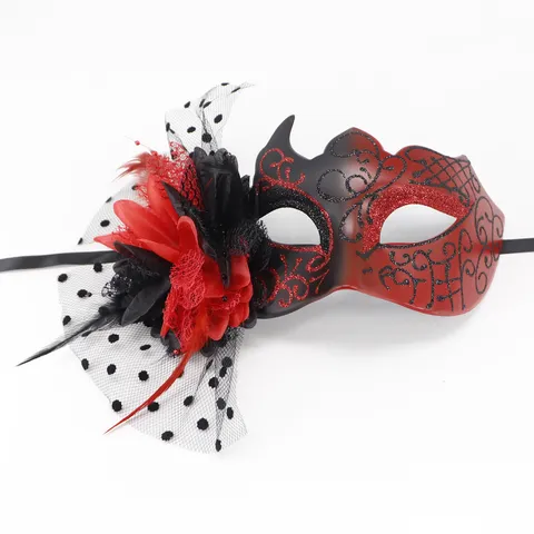 Detachable Masquerade Mask Elegant Glitter Crown Eyemask With Flower Mesh Feather Decor For Halloween Easter Carnival Party Event Costume Accessories