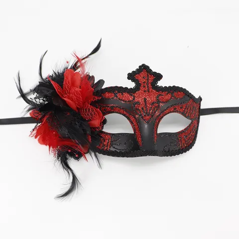 Máscara de Mascarada Halloween Pluma Flor Máscara Carnaval Pascua Fiesta Máscara de Ojos Disfraz Para Mujer Fiesta Decoración