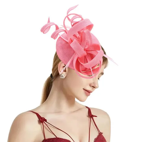 Dames Fascinator Hoed Elegant Linnen Garen Veer Pillbox Hoed Voor Bruiloft Cocktailparty Theefeest Bruid Haaraccessoire
