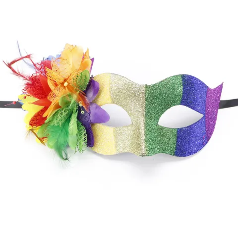 Masque de Mascarade Arc-en-ciel Coloré Paillettes Carnaval Masque Pour Les Yeux Femmes Hommes Halloween Party Cosplay Costume Accessoire