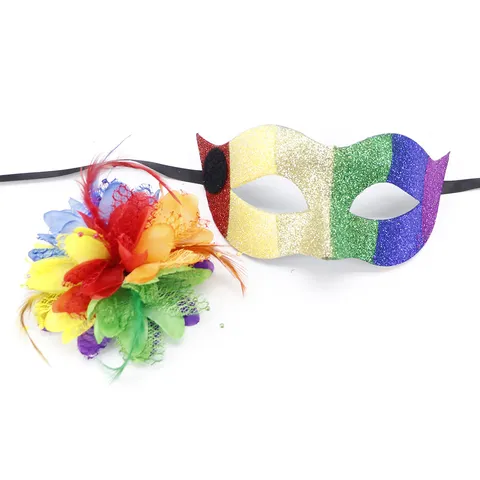 Masque de Mascarade Arc-en-ciel Coloré Paillettes Carnaval Masque Pour Les Yeux Femmes Hommes Halloween Party Cosplay Costume Accessoire