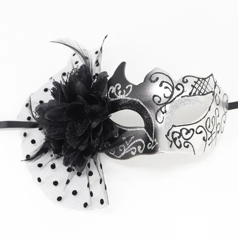 Detachable Masquerade Mask Elegant Glitter Crown Eyemask With Flower Mesh Feather Decor For Halloween Easter Carnival Party Event Costume Accessories