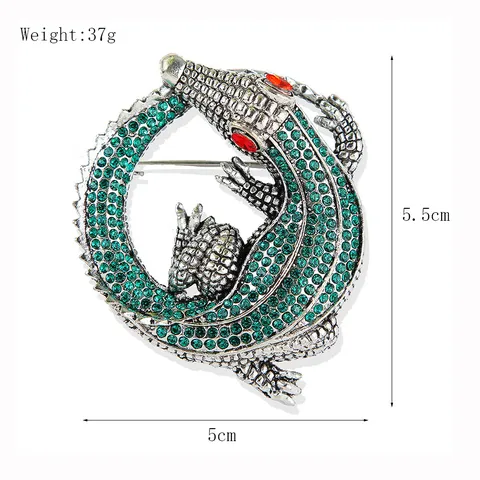 Vintage Zinklegierung Krokodil Brosche Für Herren Damen Strass Eingelegt Tierform Reversnadel Anzug Corsage Zubehör