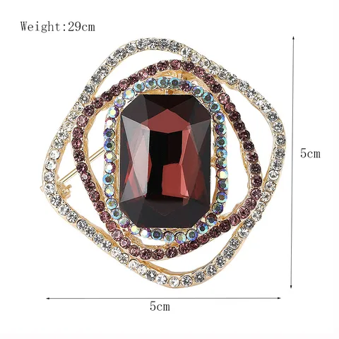 Vintage Zinklegierung Strass Geometrische Quadratische Brosche Exquisite Luxus Schal Anzug Kleid Nadeln Zubehör Für Bankett Damen Schmuck