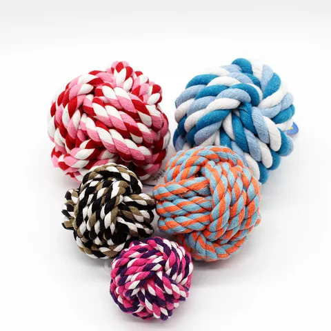 Jouet Interactif Pour Chien Balle En Corde De Cotone Balle En Caoutchouc Jouet À Mâcher Pour Animal De Compagnie Pour Nettoyage Des Dents Et Divertissement Quotidien