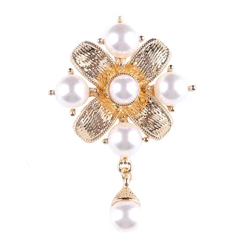 Vintage Legierung Künstliche Perle Kreuz Anhänger Brosche Eleganter Hofstil Gold Silber Farbe Anstecknadel Schmuck Geschenke Für Damen