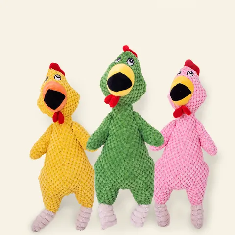 Pet Squeaky Plush Toy Funny Screaming Chicken Interactive Teething Companion Toy For Dogs