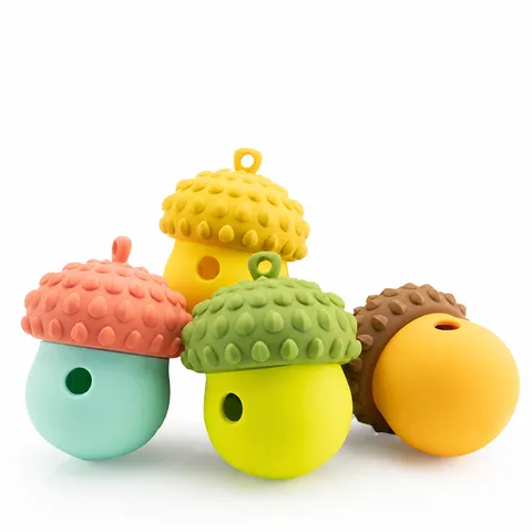Jouet Interactif de Fuite de Nourriture pour Chien en Silicone Pomme de Pin Jouet de Dentition pour Chien Distributeur Lent Jouet à Mâcher pour Chiot