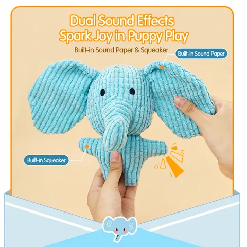 Plush Animal Dog Chew Toy Squeaky Cute Cow Pig Elephant Interactive Pet Toy For Puppy Teeth Cleaning Pet Supplies