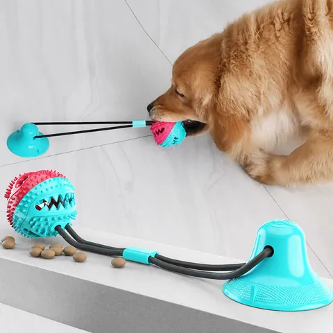 Pet Dog Molar Toy Suction Cup Interactive Chew Toy Rubber Teeth Cleaning Leakage Food Ball Puppy Pet Supplies