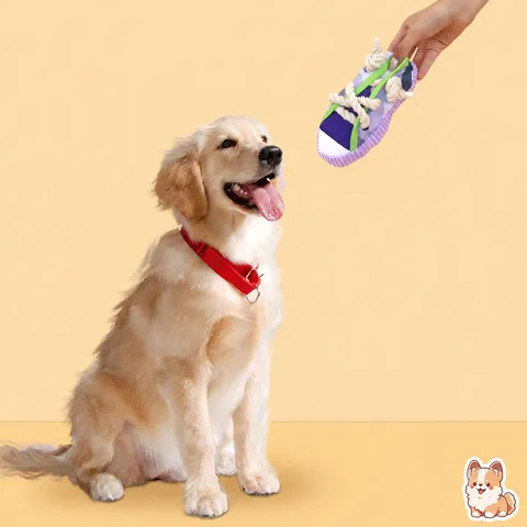 Pet Dog Toy Squeaky Teething Shoe Toy Cotton Rope Knot Interactive Training For Small Dogs Puppy Chew Toy