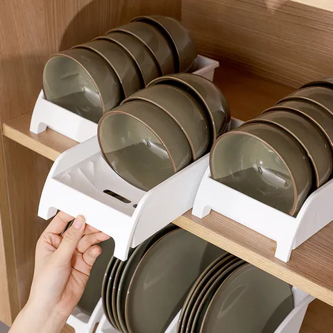 Multifunctional Plastic Dish Drying Rack Kitchen Storage Organizer Drainer Holder Plate And Bowl Rack For Countertop
