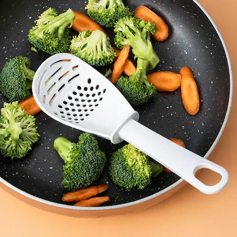 Japanese Style Multi Functional PP Colander Household Food Strainer Potato Masher Kitchen Cooking Tool White