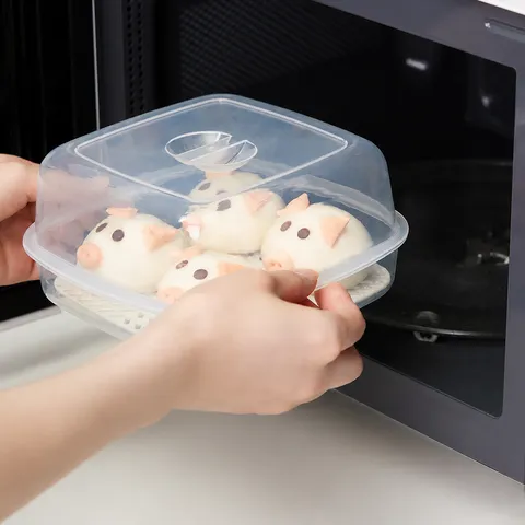 Double Layer Microwave Safe Lunch Box Plastic Rice Storage Container Food Keeper