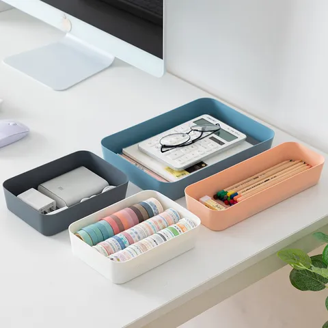 Japanese Style Combinable Desktop Storage Box Plastic Grid Organizer For Cosmetic And Stationery Household Container