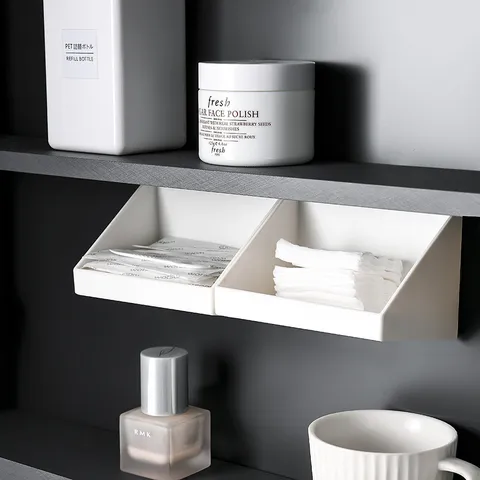 Japanese Style Plastic Desktop Storage Box Clear And White Makeup Organizer For Home Bedroom And Living Room