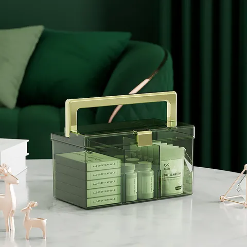PET Plastic Storage Box Dustproof Mask Cosmetic Organizer Case With Lid And Handle Home Storage Container