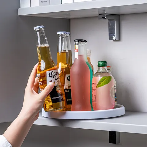 Multifunctional Rotating Storage Rack Kitchen Spice Bottle Organizer Rotating Tray Fruit Plate Storage Holder