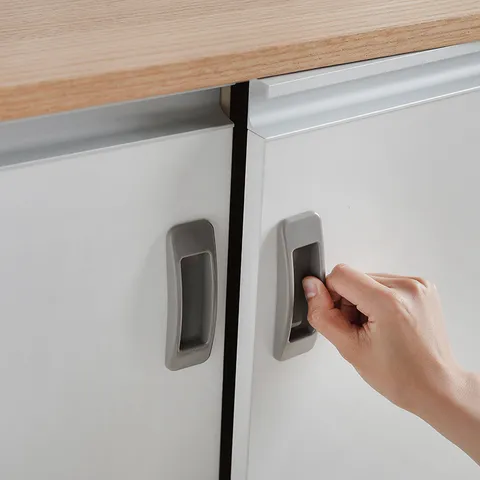 Self Adhesive Pull Handles Plastic Cabinet Door Handles For Refrigerator Window Drawer Furniture Hardware Accessories