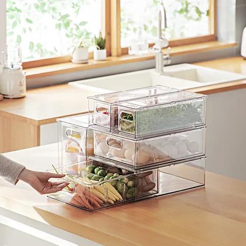 Transparent Plastic Drawer Storage Box Kitchen Fruit And Vegetable Crisper Refrigerator Food Storage Container Organizer