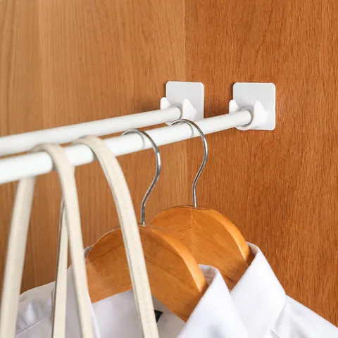 Blanc Auto-adhésif Supports de Tringle à Rideau Robuste Sans Perçage Supports de Tringle à Rideau de Douche Montage Mural Crochets de Support pour Salle de Bain Maison