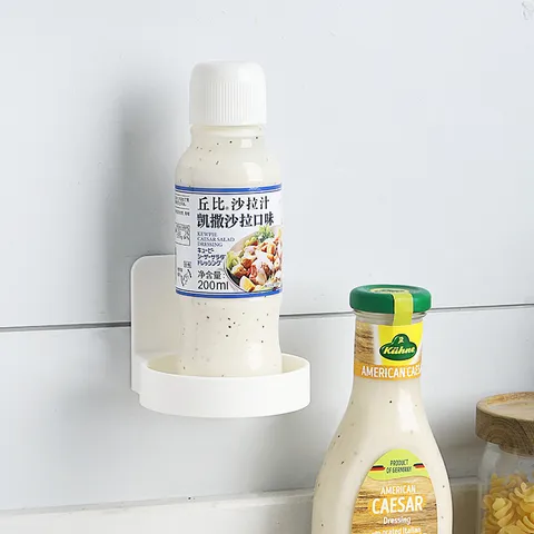 Modern Minimalist ABS Wall Mounted Storage Rack Punch Free Round Shelf For Kitchen Bathroom Bottle Organizer Holder
