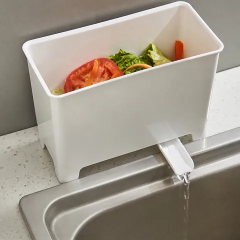 Kitchen Sink Trash Can Plastic Food Waste Draining Basket Multi-Functional Hanging Garbage Bin For Home Kitchen Storage