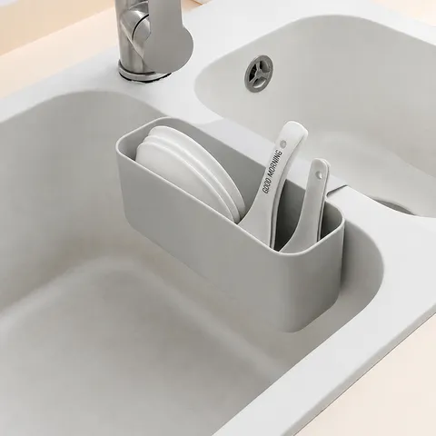 Kitchen Sink Drainage Basket Plastic Hanging Storage Rack Multi-Functional Sponge Holder Sink Caddy White Storage Basket