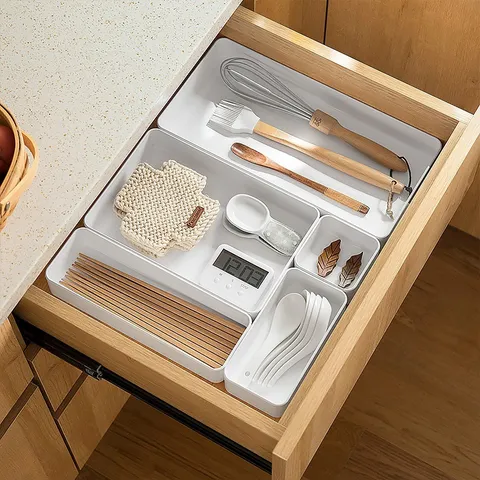 Stackable Plastic Storage Box Desktop Organizer Container For Kitchen Office Stationery Cosmetics Sundries