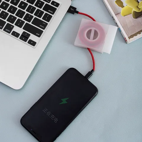 Boîte de Rangement en Plastique pour Enrouleur de Câble avec Support de Téléphone Organisateur de Cordon de Bureau
