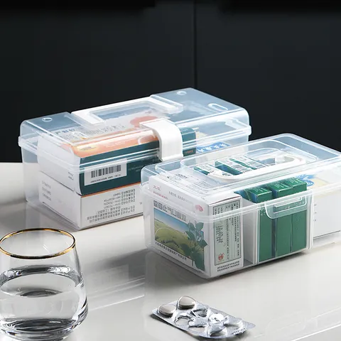 Transparent Plastic Portable Storage Box With Handle Sealing Buckle Clear Household Organizer For Medicine Sundries