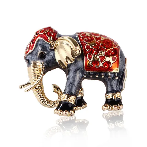 Exotische Emaille Elefant Brosche Vintage Legierung Strass Tier Anstecknadel Für Damen Herren Schmuck Zubehör Geschenk