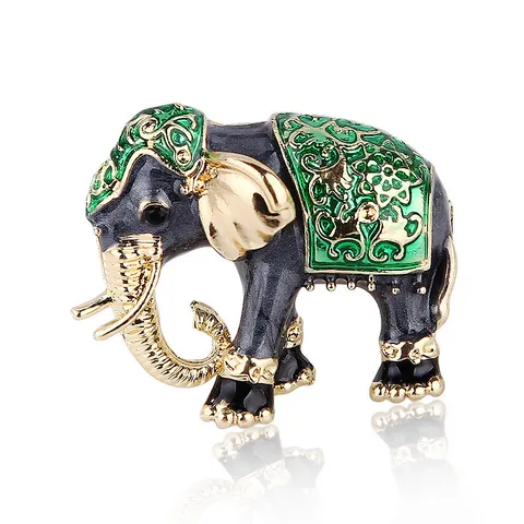 Exotische Emaille Elefant Brosche Vintage Legierung Strass Tier Anstecknadel Für Damen Herren Schmuck Zubehör Geschenk