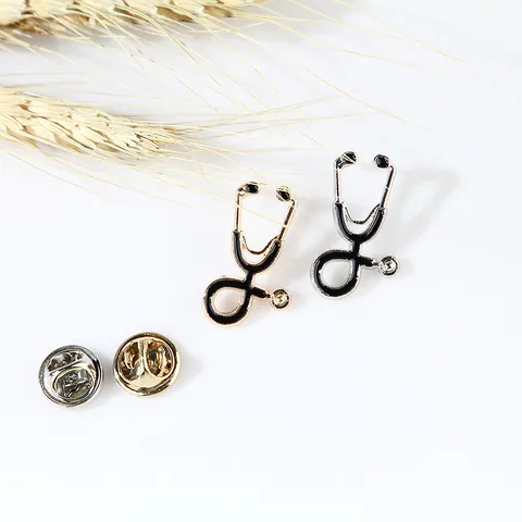 Elegant Alloy Stethoscope Brooch Creative Medical Pin Electroplated Enamel Apparel Accessories Gift For Doctor Nurse Student