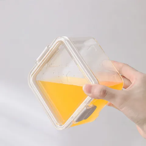 Square Plastic Food Storage Jar Clear Sealed Container Airtight Lid For Kitchen Grains Snacks Dry Fruit Organizers