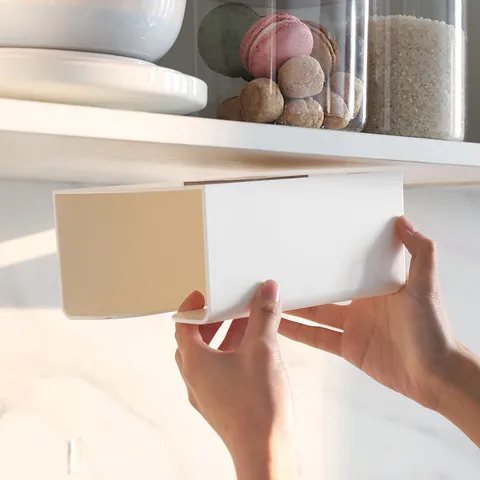 Creative Punch Free Wall Mounted Tissue Box Plastic Desktop Napkin Holder Multifunctional Storage Rack For Kitchen Bathroom