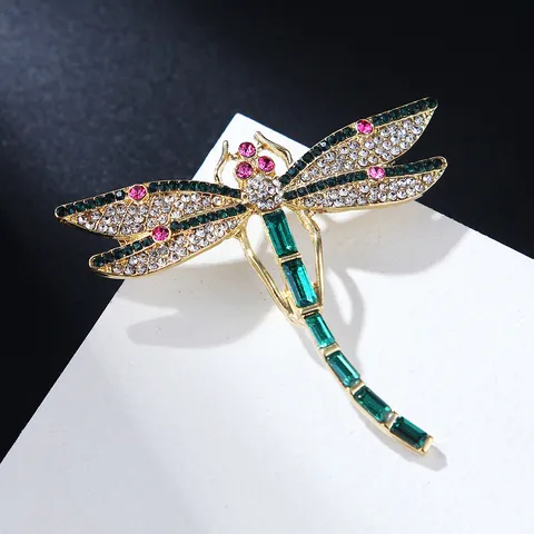 Fashion Alloy Rhinestone Dragonfly Brooch Elegant Animal Shape Suit Lapel Pin Collar Brooch Clothing Accessories For Men Women Jewelry