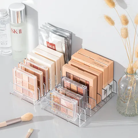 Transparent Acrylic Desktop Makeup Organizer Multi-Grid Eyeshadow Palette Storage Box Cosmetic Display Rack
