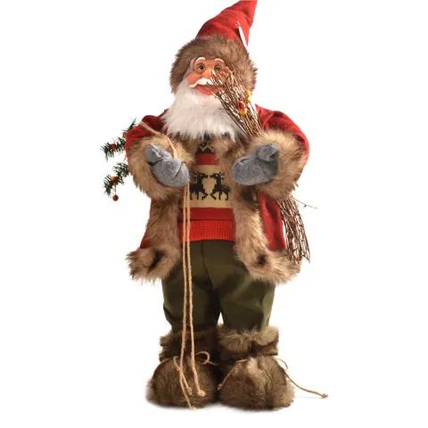Handgefertigte Luxus Weihnachtsmann Puppe Figur Ornament Für Weihnachten Haus Dekoration Plüsch Stoff Weihnachtsmann Figur Geschenk Mit Skiern Und Taschenzubehör
