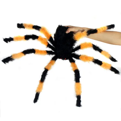 Halloween Giant Plush Spider Decoration Scary Realistic Simulation Spider Prop For Bar Party Haunted House Outdoor Decor