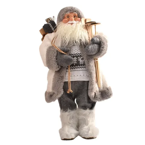 Handgefertigte Luxus Weihnachtsmann Puppe Figur Ornament Für Weihnachten Haus Dekoration Plüsch Stoff Weihnachtsmann Figur Geschenk Mit Skiern Und Taschenzubehör