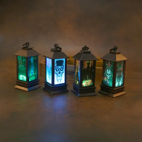 Lanterna LED di Halloween Decorativa Portatile Zucca Teschio Lampada a Vento Per Vetrina Festiva Oggetti di Scena Festa Decorazione Halloween